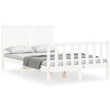 The Living Store Posteljni okvir z vzglavjem bel 120x200 cm trden les - Posteljni Okvir, (21526224) | Shoptok.si