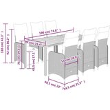  7-dijelni vrtni bistro set od poliratana s jastucima sivi - 190 x 90 x 75 cm boja drva 6 | shoptok.hr