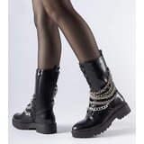 Gemre Black insulated ankle boots with chain Carroll | ePonuda.com