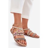 Boto Ladies Sandals With Decoration And Braided Straps Beige Delyra | Shoptok.si