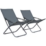 Sklopive stolice za plažu od tkanine 2 kom sive | Shoptok.si