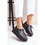 Zazoo 2973 Leather Platform Shoes With Cut-Out Design Black | Shoptok.si