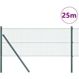 vidaXL Zavarovana žičnata ograja s 13 stebri zeleno 0.5x25 m jeklo | Shoptok.si
