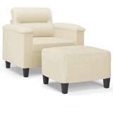 vidaXL Fotelj s stolčkom za noge krem 60 cm umetno usnje | Shoptok.si