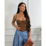 Squareonline Ženski korset Cocoa Lace Elegance, Braon Cene