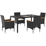  The Living Store Vrtna jedilna garnitura 5-delna z blazinami črn poli ratan - Vrtna Jedilna Garnitura, (21461403) | Shoptok.si