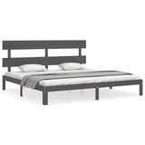 The Living Store Posteljni okvir z vzglavjem siv 200x200 cm trden les - Posteljni Okvir, (21528056) | Shoptok.si