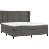 Box spring postelja z vzmetnico temno siva 160x200 cm žamet, (20790491) | Shoptok.si