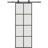 vidaXL Drsna vrata z opremo črna 76x205 cm ESG steklo, (22048477) | Shoptok.si