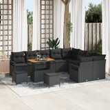 vidaXL 12-delni vrtni sofa set z blazinami črna poli ratan akacija, 2-sedežna vrtna sofa s shranjevanjem in blazinami črna poli ratan, 3-delni vrtni jedilni set z blazinami črna poli ratan akacija | Shoptok.si