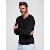 Ombre Men's ribbed sweater with buttons at the neckline - black | shoptok.hr