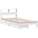 vidaXL Krevet s regalom za knjige bez madraca bijeli 90x200cm borovina | shoptok.hr