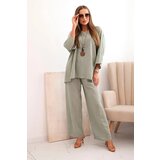 Kesi Włoski Women's set made of viscose blouse with a necklace and khaki pants | shoptok.hr