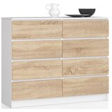 AKORD Komoda, 8 Predalov, Bela/Hrast Sonoma, (5000332157) | Shoptok.si