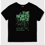 The North Face Otroška bombažna kratka majica B MOUNTAIN LINE S/S TEE črna barva