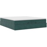 vidaXL Otomanski posteljni okvir z vzmetnicami zelen 200x200cm žamet | Shoptok.si