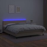  Krevet box spring madrac LED cappuccino 160x200cm umjetna koža | shoptok.hr