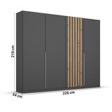 Modern Living Omara S Klasičnimi Vrati Lamella, Siva, Barva Hrasta | Shoptok.si
