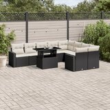 vidaXL 10-dijelni set vrtnih sofa s jastucima crni od poliratana | shoptok.hr