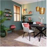 Light & Living Crni okrugli blagovaonski stol s pločom stola od bagrema ø 140 cm Yellov – | shoptok.hr