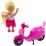 Mini lutka sa skuterom i kacigom - roza | shoptok.hr