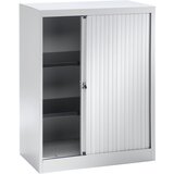 BISLEY Euro omara z rolojem, širina 800 mm, 2 polici, svetlo siva | Shoptok.si