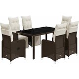  7-dijelni vrtni bistro set od poliratana s jastucima smeđi Smeđa 150 x 90 x 75 cm | shoptok.hr