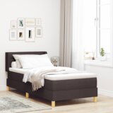  Krevet s opruga kutije Tamno smeđa i Bijela 90 x 200 cm tkanina | shoptok.hr