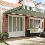 vidaXL Samodejna retraktibilna tenda zelena in bela 600x300 cm, Tenda zamenjavna tkanina za okvir 6x3 m zelena in bela | Shoptok.si