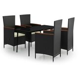  Vrtna garnitura - 4-dijelni vrtni blagovaonski set s jastucima crni Crna i smeđa Dužina stola 140 cm 4 | shoptok.hr