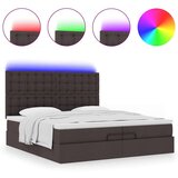  Otomanski posteljni okvir z vzmetnicami rjav 200x200 cm blago, (21653208) | Shoptok.si
