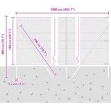vidaXL Heksagonalna Ograda Siva 1.5x10 m Čelik, Ograda Postovi 7 kom Siva Ø32 mm 200 cm Galvanizirani Čelik | shoptok.hr