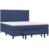 vidaXL Box spring postelja z vzmetnico modra 160x200 cm blago | Shoptok.si
