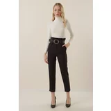 Bigdart 6556 Belted Fabric Trousers - Black