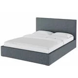 MESONICA Siva oblazinjena zakonska postelja s prostorom za shranjevanje z letvenim dnom 160x200 cm Bufo Bed – MESONICA