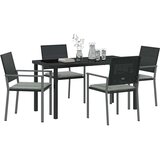  Vrtni set za objed 5 pcs Crna i svijetlo siva PE ratan | Eponuda.com