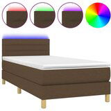  Box spring postelja z vzmetnico LED temno rjava 90x200 cm blago, (20726783) | Shoptok.si