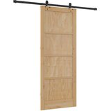  Klizna vrata Prirodna i crna 86 x 211 cm Masivna borovina | shoptok.hr