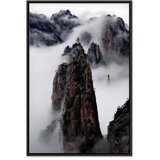  Slika - High Mountains in Mist (1-part) - Landscape of Clouds Amid Rocks 80x120 U crnom drvenom okviru | shoptok.hr