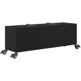 vidaXL Vrtna sadilica s kotačima 3 posude crna 107x32x38 cm poliratan | shoptok.hr