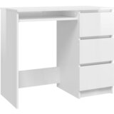 Maison Chic Pisalna miza - pisarniška miza - Računalniška miza visok sijaj bela 90x45x76 cm iverna plošča, (21785511) | Shoptok.si