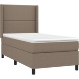  Krevet box spring s madracem LED smeđesivi 90x200 cm tkanina | shoptok.hr