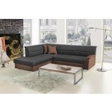  Kotna sedežna garnitura LIZIN rjavo umetno usnje/rjavo blago - desna | Shoptok.si