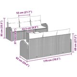  Vrtna garnitura - 4-dijelni set vrtnih sofa s Jastučićima Crni Poli Ratan | shoptok.hr