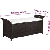 Poli Klop za shranjevanje z blazino 138 cm poli ratan rjave barve | Shoptok.si