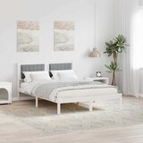  Krevetni okvir s tapiciranim uzglavljem Svijetlo siva Bijela 140 x 190 cm | shoptok.hr