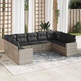 Maison Chic Seti vrtnega pohištva - Vrtna garnitura - Vrtni pohištvo set 9-delna z blazinami sv. siv poli ratan, (21804773) | Shoptok.si