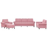 vidaXL 4-dijelni set sofa s jastucima ružičasti baršunasti - Ružičasta S osloncem za noge | shoptok.hr