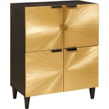 vidaXL Stranska omara Črna in zlata 60 x 33.5 x 75 cm trden mangov les | Shoptok.si