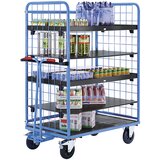 eurokraft pro nivojski voziček, z žičnato mrežo na treh straneh, nakladalna površina dxš 940 x 630 mm, nosilnost 500 kg, kolesa iz polne gume | Shoptok.si